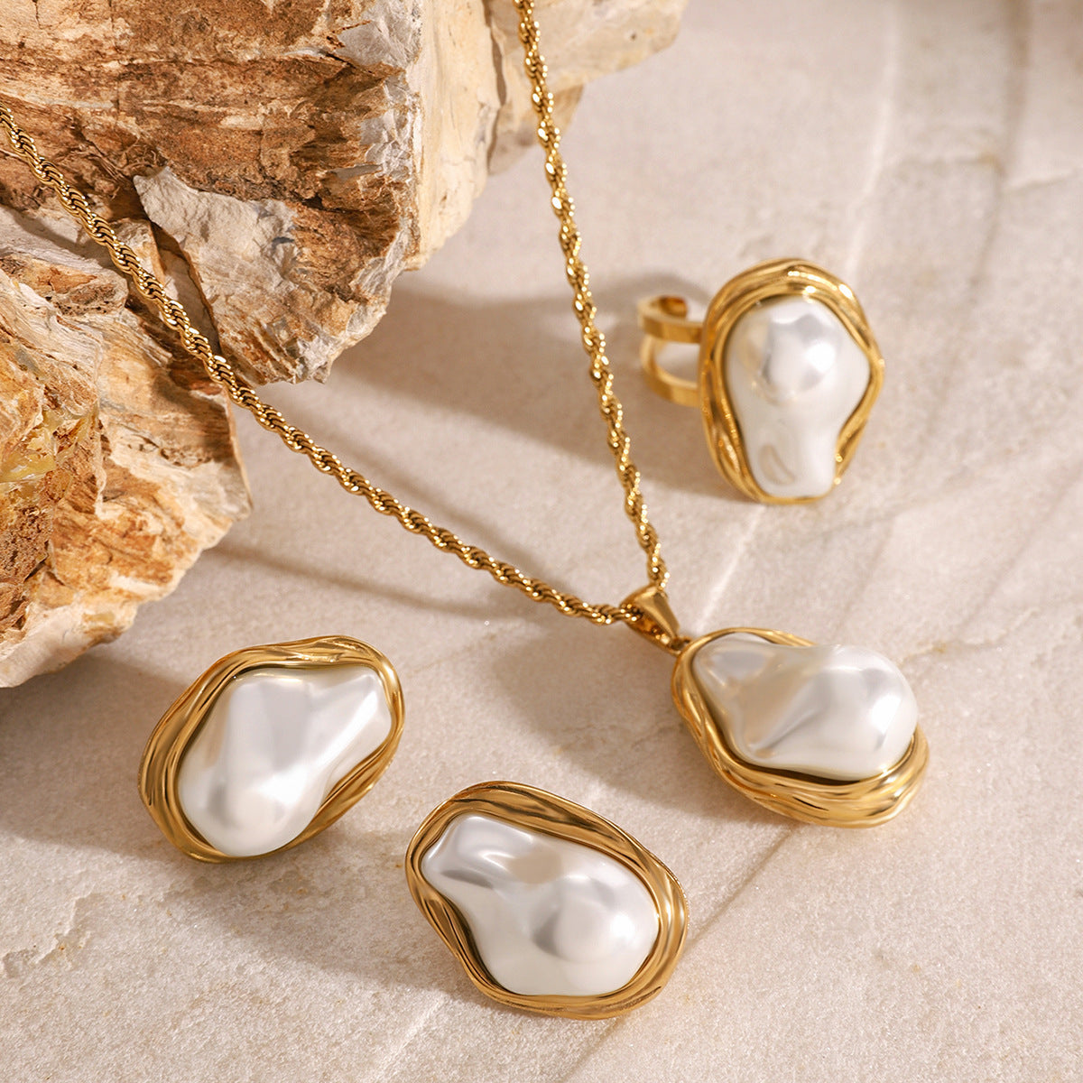 Women's Stainless Steel Pearl Necklace