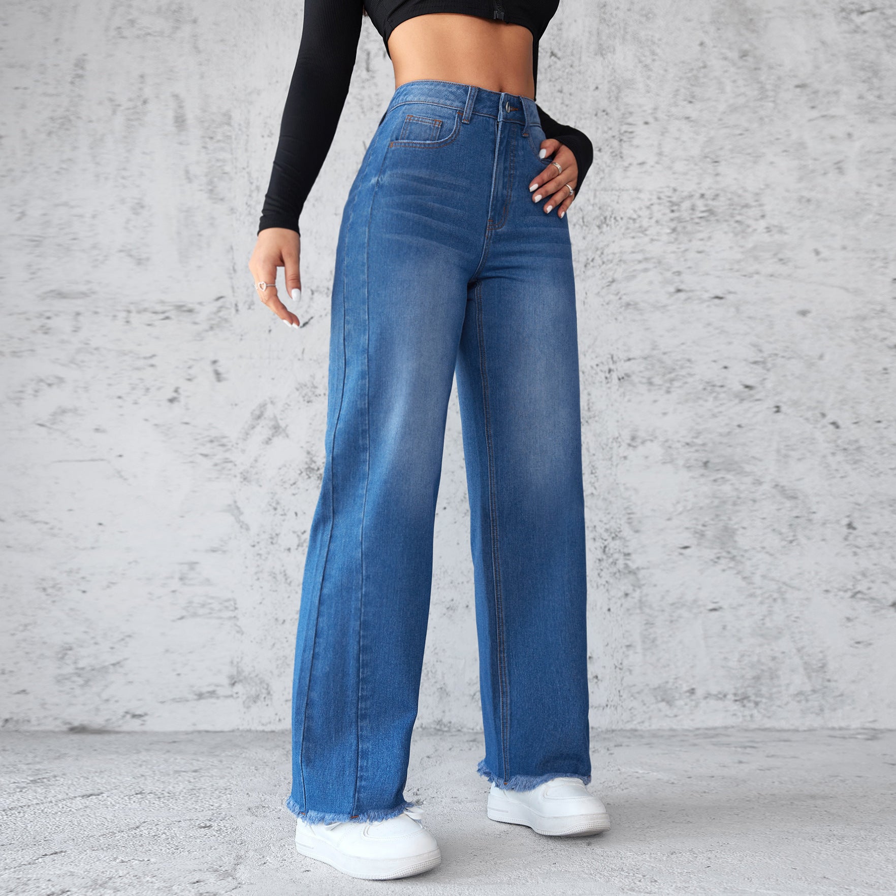 Fashion Straight Wide-leg Jean