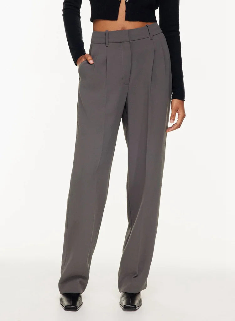 High Waist Straight Trousers