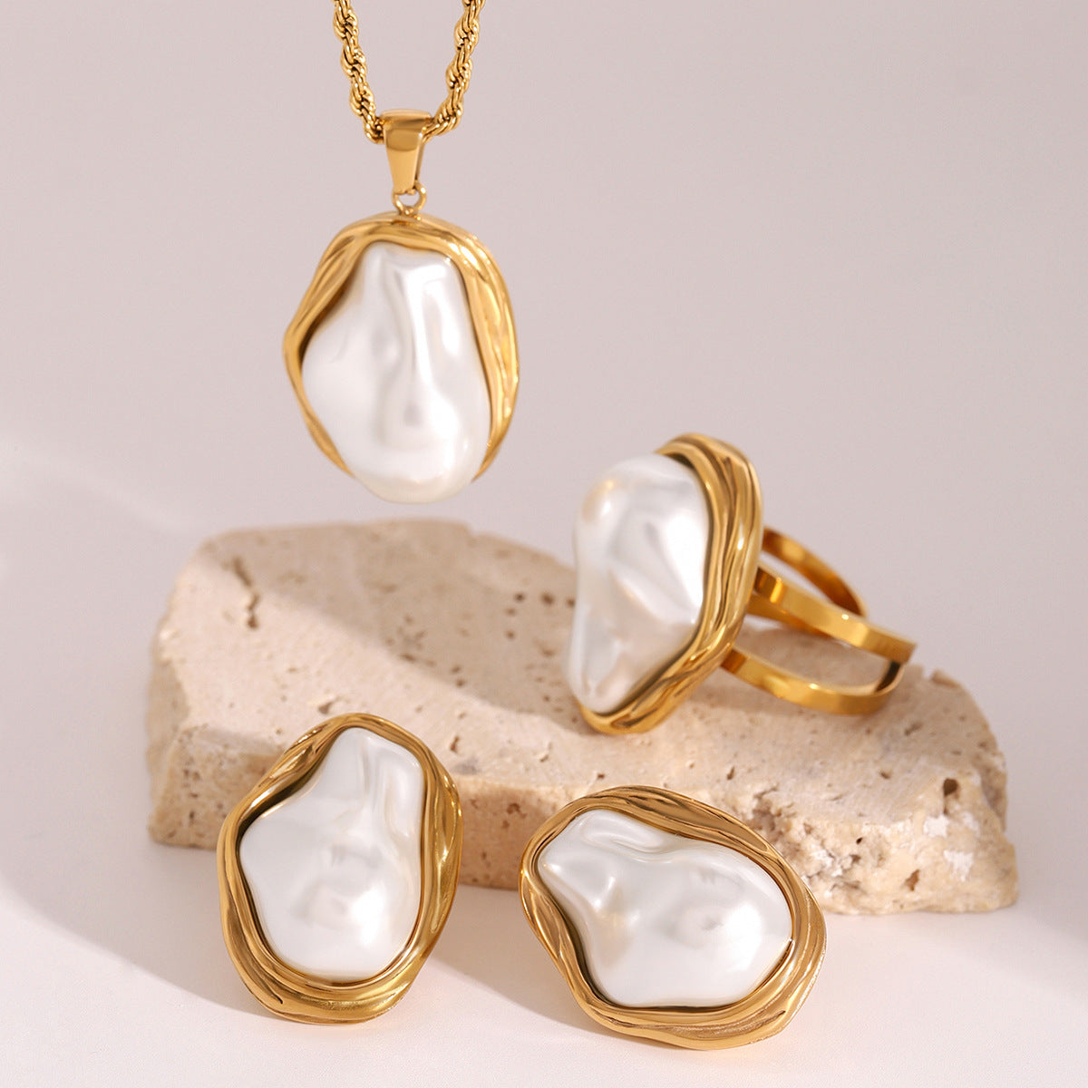 Women's Stainless Steel Pearl Necklace