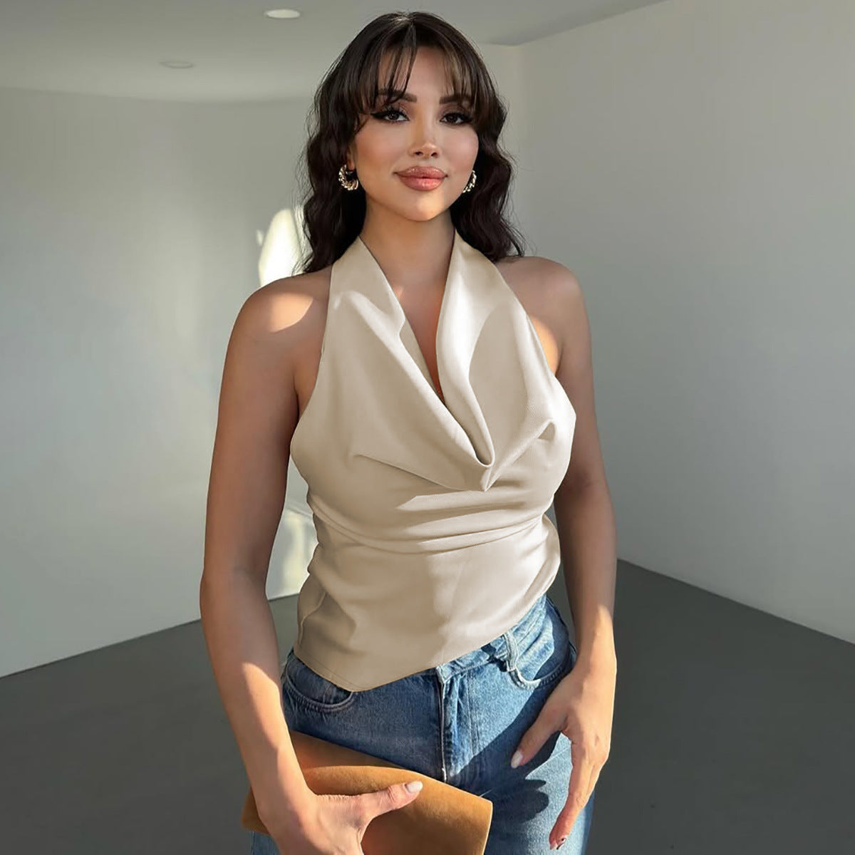 Women's Halter Backless Slim Fit Tied Tube Top