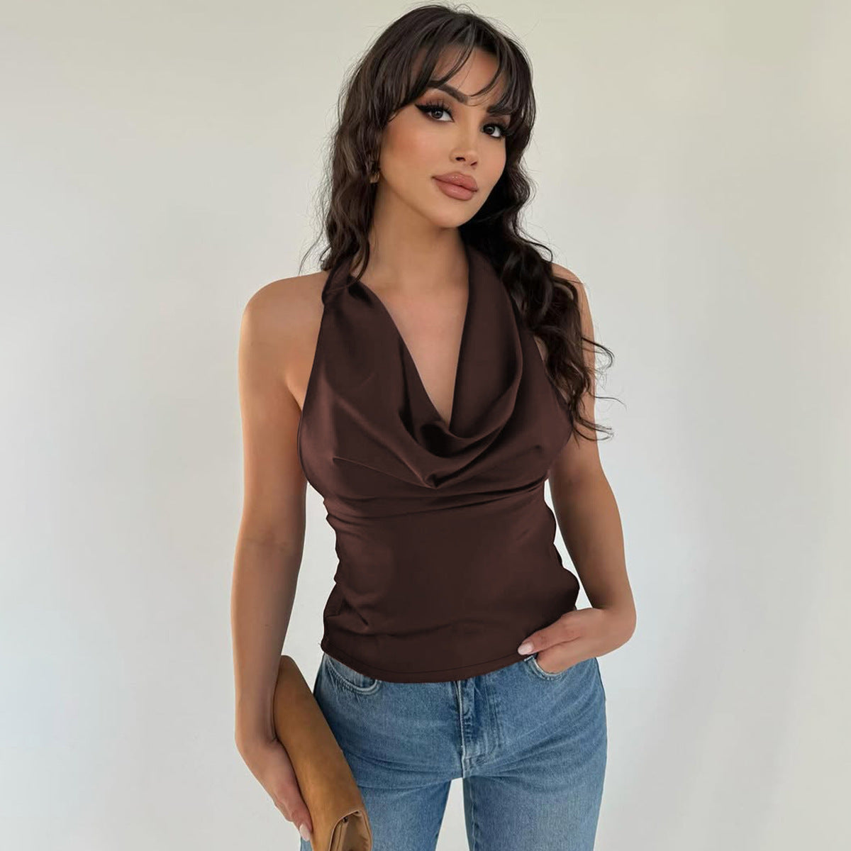 Women's Halter Backless Slim Fit Tied Tube Top