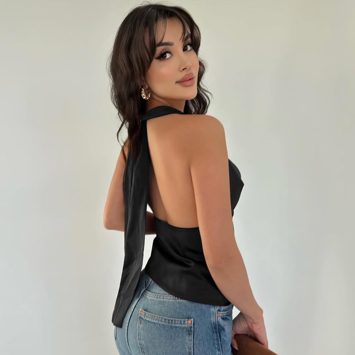 Women's Halter Backless Slim Fit Tied Tube Top